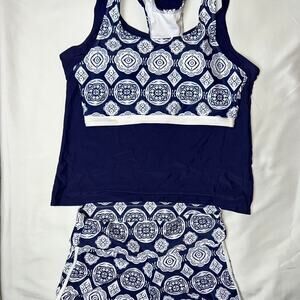 Navy blue and white sporty
